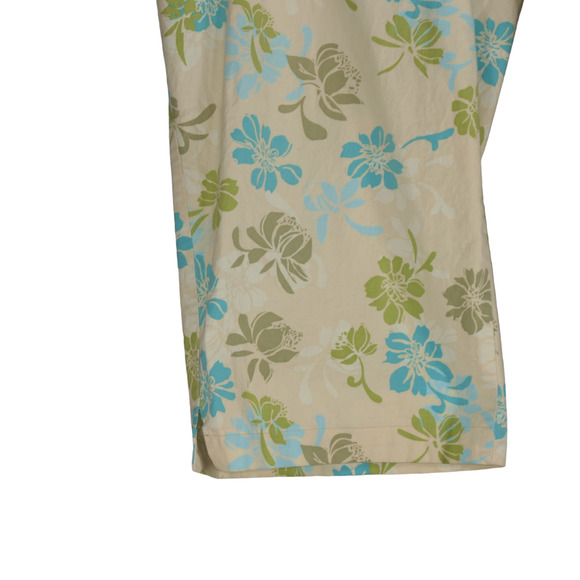 Venezia Yellow Capri Pants Floral Womens Size 18 36 x 19 Stretch Belted Pockets - Picture 6 of 8